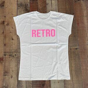Retro white and pink short sleeve tshirt size small